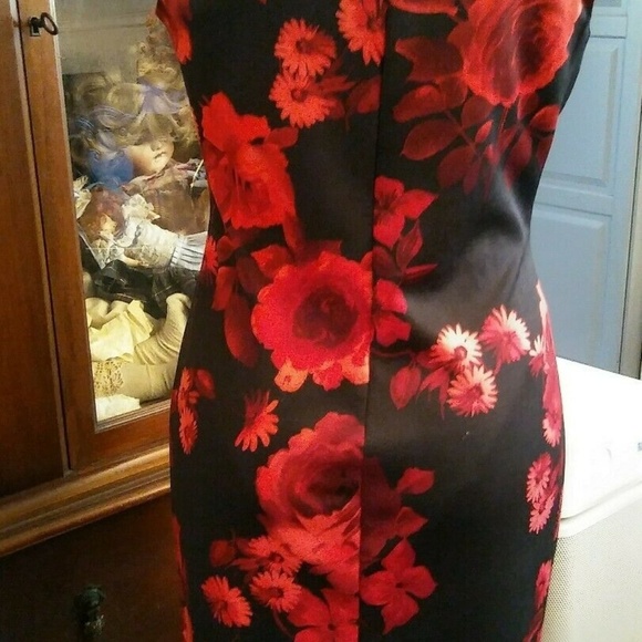 Connected Apparel Black and Red Floral Dress - Picture 7 of 7